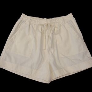Women's‎ Shorts Classic White Drawstring Cotton Linen Blend Size Large
